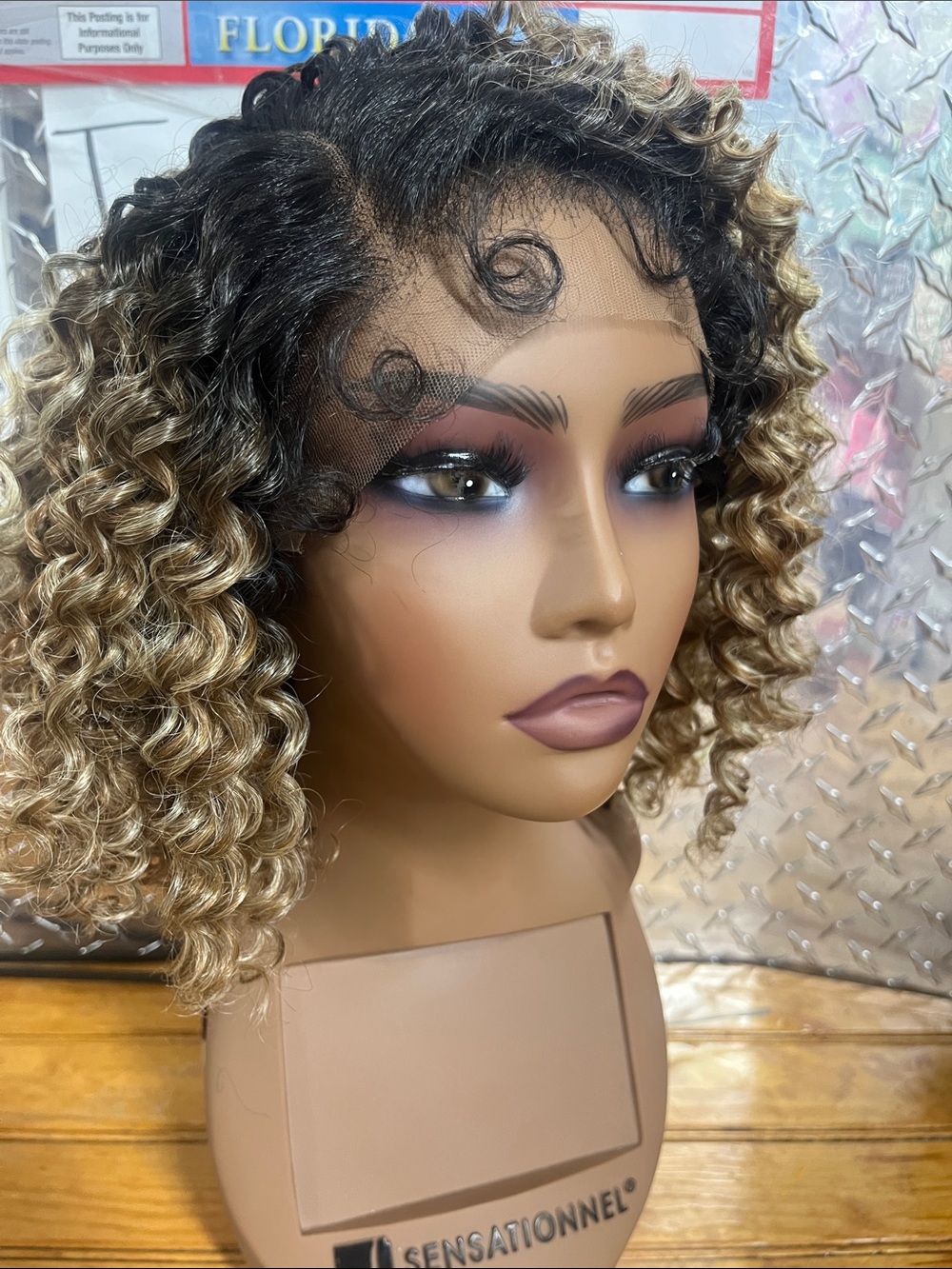 Short Curly Bob Wig - Blonde Ombre